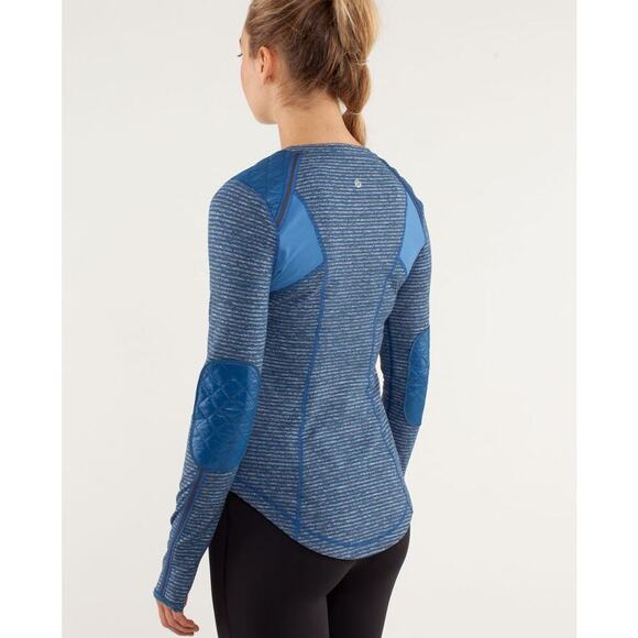 Lululemon Women's Run‎ Ice Queen Long Sleeve Top Size 4 Blue Striped - Picture 2 of 15